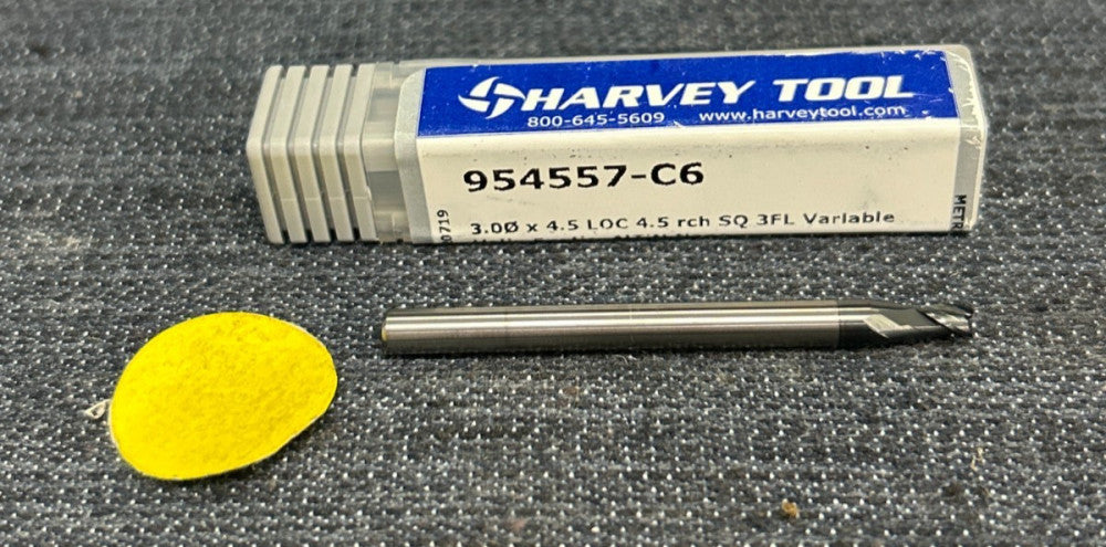 HARVEY TOOL HELIX END MILL  954557-C6  DIAMETER 3MM  LOC 4.5MM 3 FLUTE