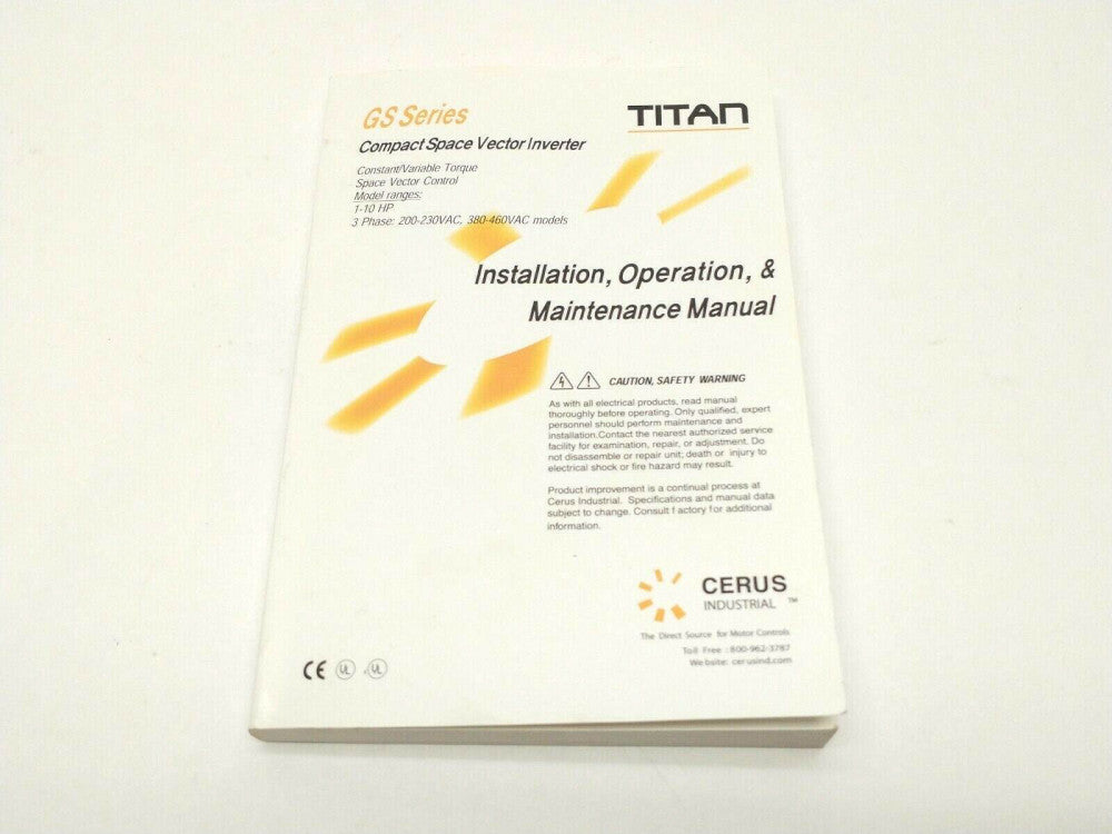 Cerus 0007M-02-05 Titan GS Series Installation, Operation, & Maintenance Manual