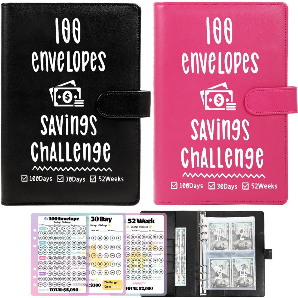 2 Pack 100 Envelopes Money Saving Challenge, Cash Budget Planner A5 Binder, S...