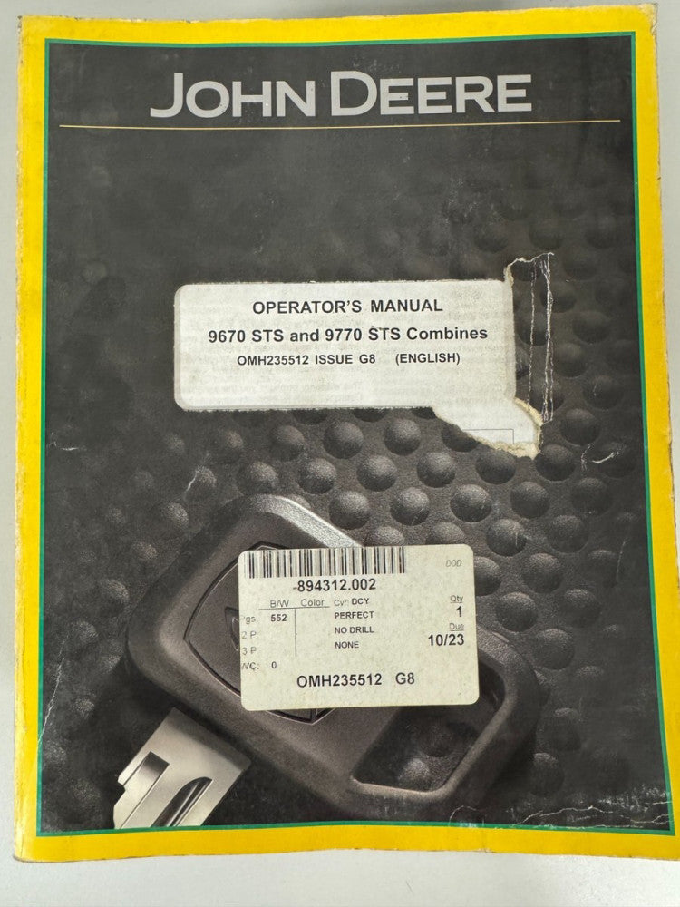 John Deere 9670 and 9770 STS Combines Operators Manual OMH235512 G8 Z-7