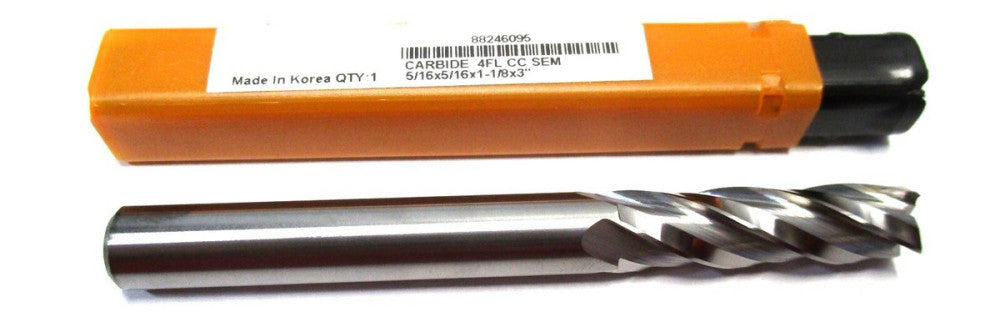 NEW (88246095) 5/16 x 5/16 x 1-1/8 x 3 4-Flute CC SE RH Carbide Square End Mill