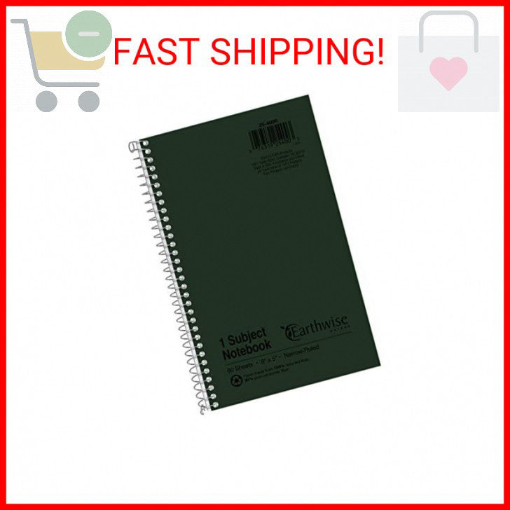 Ampad Single Wire Notebook, Recycled, Size 8x5, 1 Subject ,Green Cover, Narrow R