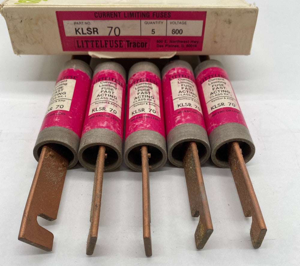 Littelfuse KLSR 70 Fast Acting Fuses, 70Amp 600V, Class RK-1 Lot of 5