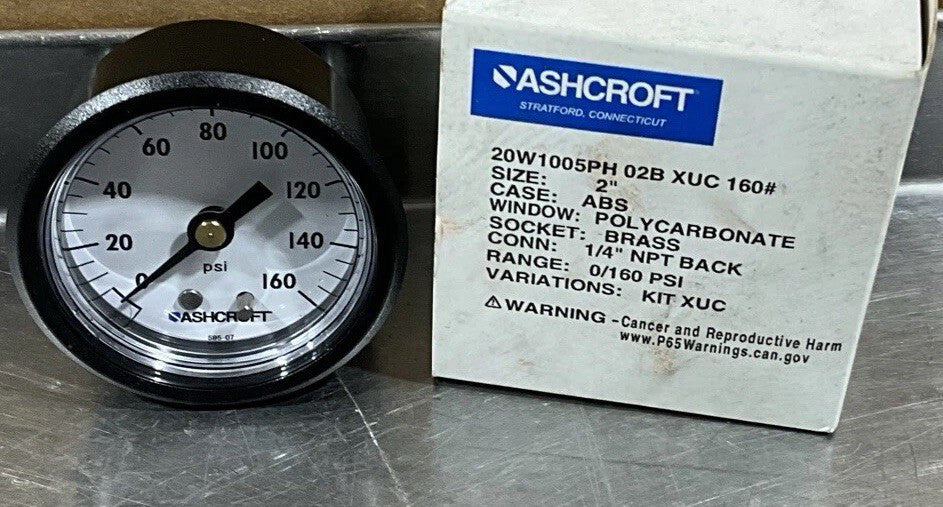 Ashcroft Gauge 20w1005ph 02b Duct 160# 2” 1/4 NPT 0-160 Psi Nos Surplus