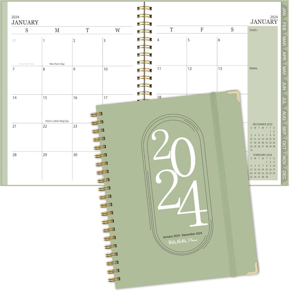 2024 Planner - Weekly and Monthly Planner 2024 January-December, Spiral Bound, 6