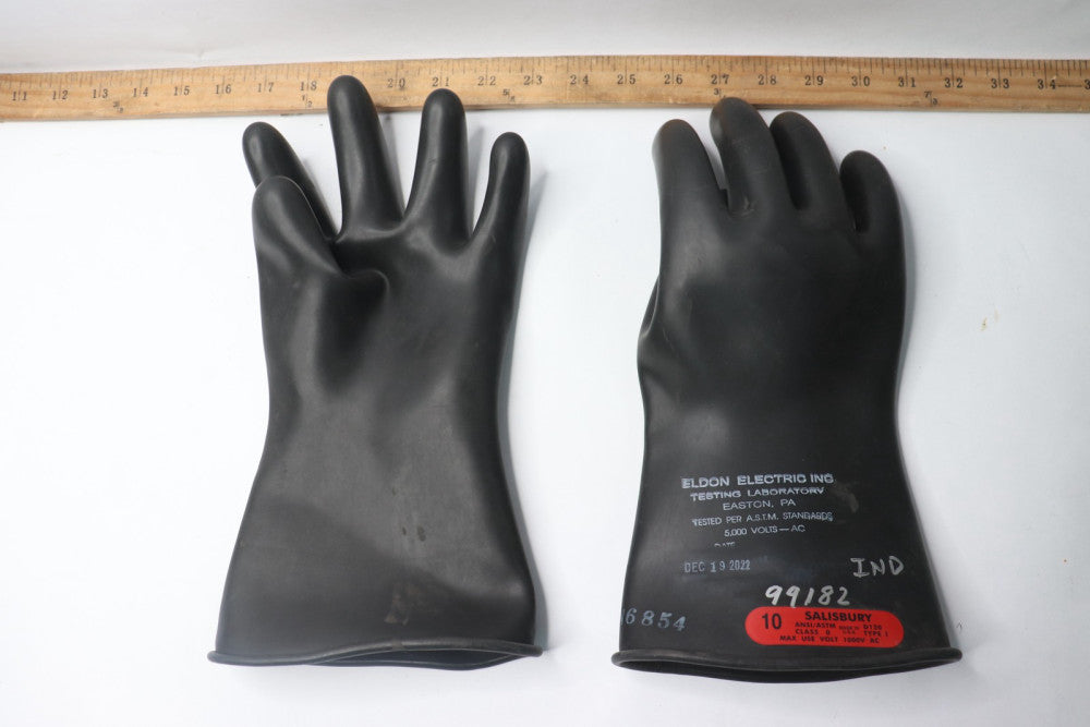 (Pair) Eldon Electric Inc. Rubber Electrical Gloves Black #10 1000VAC D120 99182