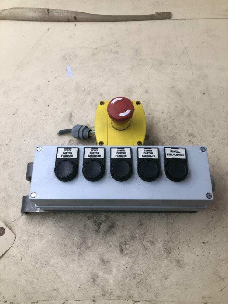 5 Button Pushbutton Switch Station w/ Emergency Stop / Conveyor Control