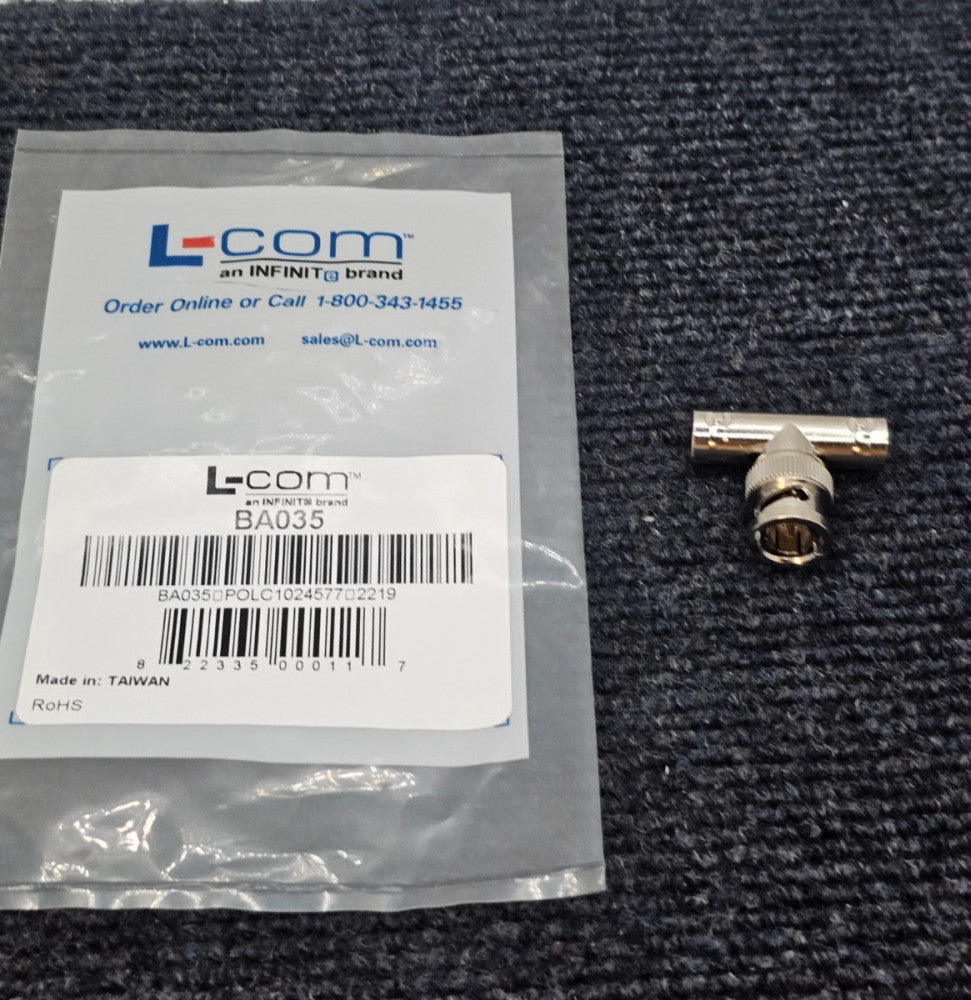 (QTY 6) L-COM BA035 75 Ohm BNC Female / Male / Female Coaxial T Adapters