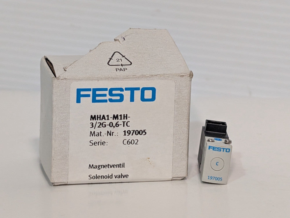 Festo MHA1-M1H-3/2G-0,6-TC 197005 Solenoid Valve 3/2 Way  24VDC 8Bar 120PSI