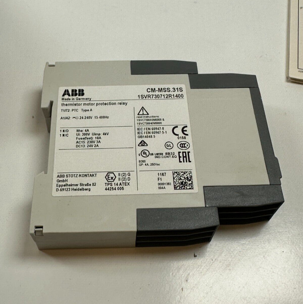 ABB CM-MSS 3IS (1SVR730712R1400) Thermistor Motor Protection Relay 1 NO 1 NC