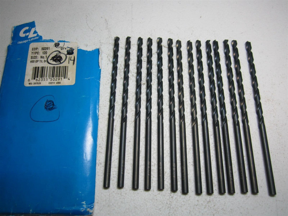Chicago - Latrobe (50291) #1 118° Spiral Flute HSS Taper Drill Bit - Qty 14