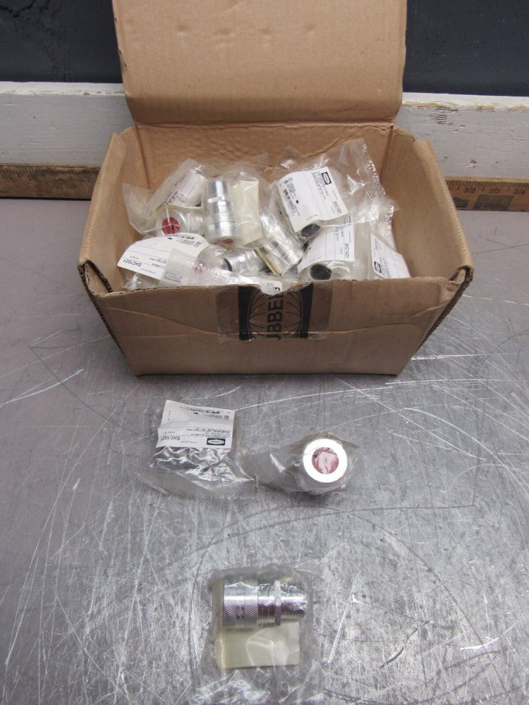 BOX OF 37QTY KILLARK ZS103 SHC1021 1/2" CORD CONNECTORS ALUMINUM RED NEW IN BOX