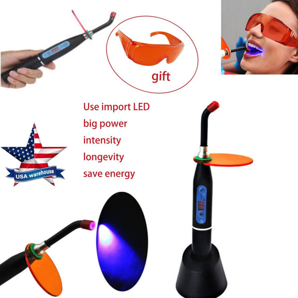 Dental 5W Wireless Cordless LED Curing Light Lamp 1500mw+Goggle Glasse ...