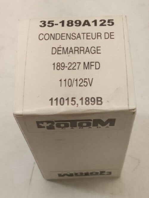 Rotom Canada 35-189A125 110/125V Start Capacitor