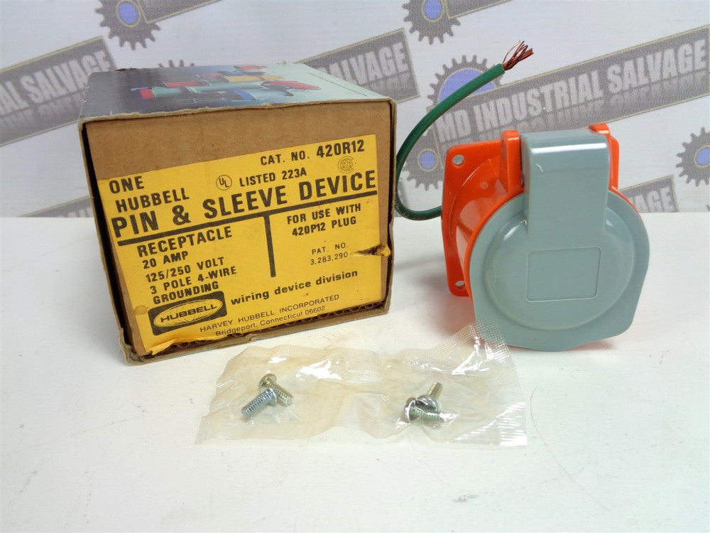 HUBBELL 420R12 PIN & SLEEVE DEVICE Receptacle 20 Amp, 125/250 Volt (NEW in BOX)