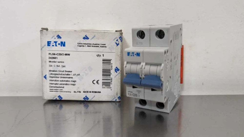 Eaton PLS6-C20/2-MW Miniature Circuit Breaker 20A 242881 Moeller 2 Pole