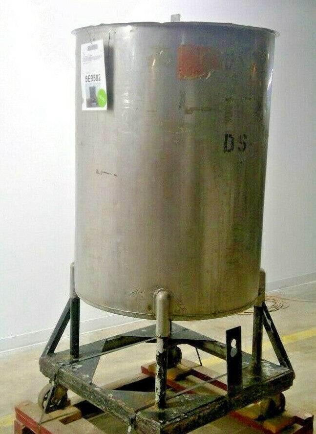 Perry 200 gallon, 304 S/S, vertical, single wall storage tank with casters