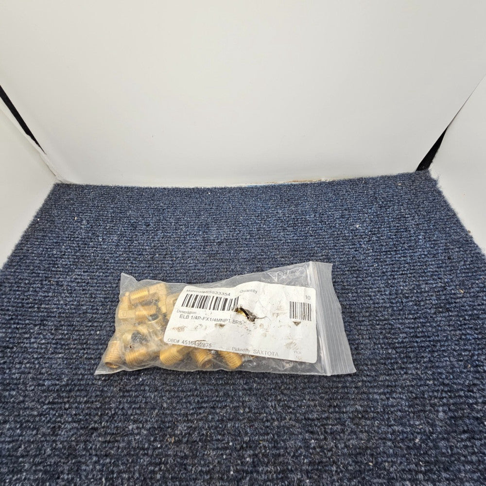 (10 PIECES) 1/4" X 1/4" Brass POLY-FLO x Male Elbow Pipe Adapter Tube Fittings