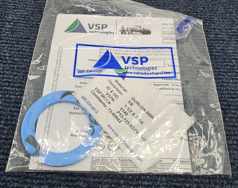 VSP Technologies Durlon 9000:  3/4" Class 150 Connection 1-1/8" x 2-1/4" Gasket