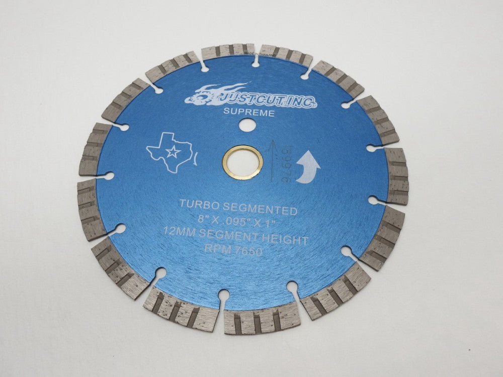 Just Cut inc Supreme Turbo Segmented 8"x.095"x 1" 12MM Segment Height Sintered