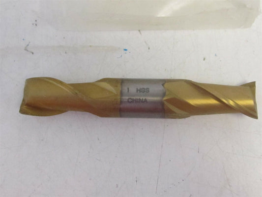 2 Flute HSS TiN 1 X 1-5/8 X 5-7/8 X 1 Center Cutting Double End Mill New
