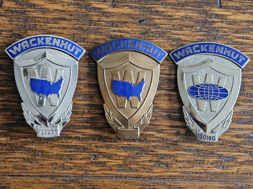  3 Vintage Obsolete Wackenhut Security Guard Badges 