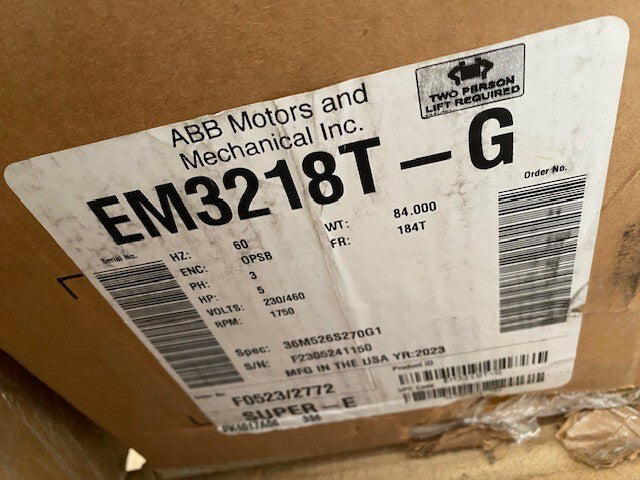 BALDOR EM3218T-G AC MOTOR 5HP 184T-FR 60HZ 230/460V 1750RPM 13.2/6.6AMP (NEW)