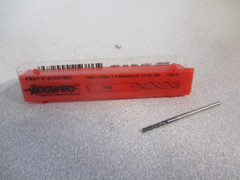 (1630139A-AC) #54 130° Parabolic Flute Cobalt Screw Machine Drill Bit 