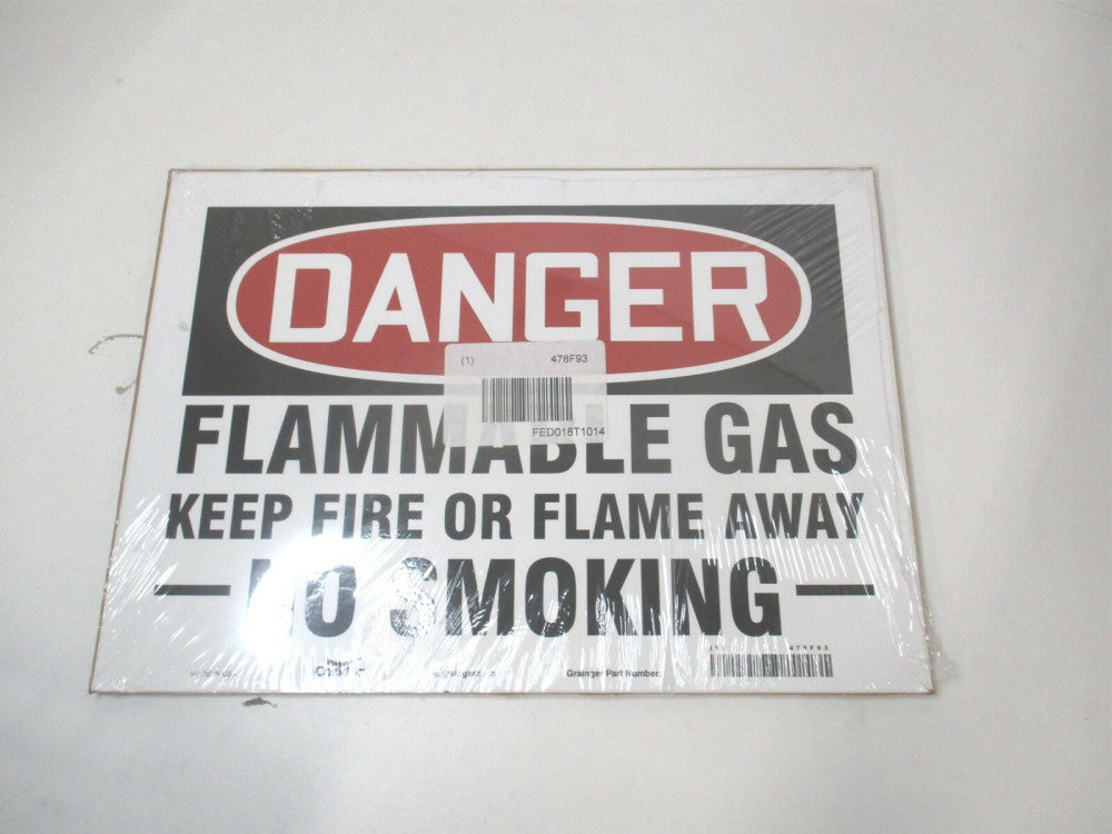 (478F93) 10 x 14 Flammable Gas Keep Fire Or Flame Away No Smoking Polyester Sign