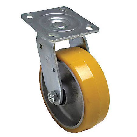 Zoro Select P21s-Ua080kp-14 Plate Caster,1250 Lb. Load,Yellow Wheel