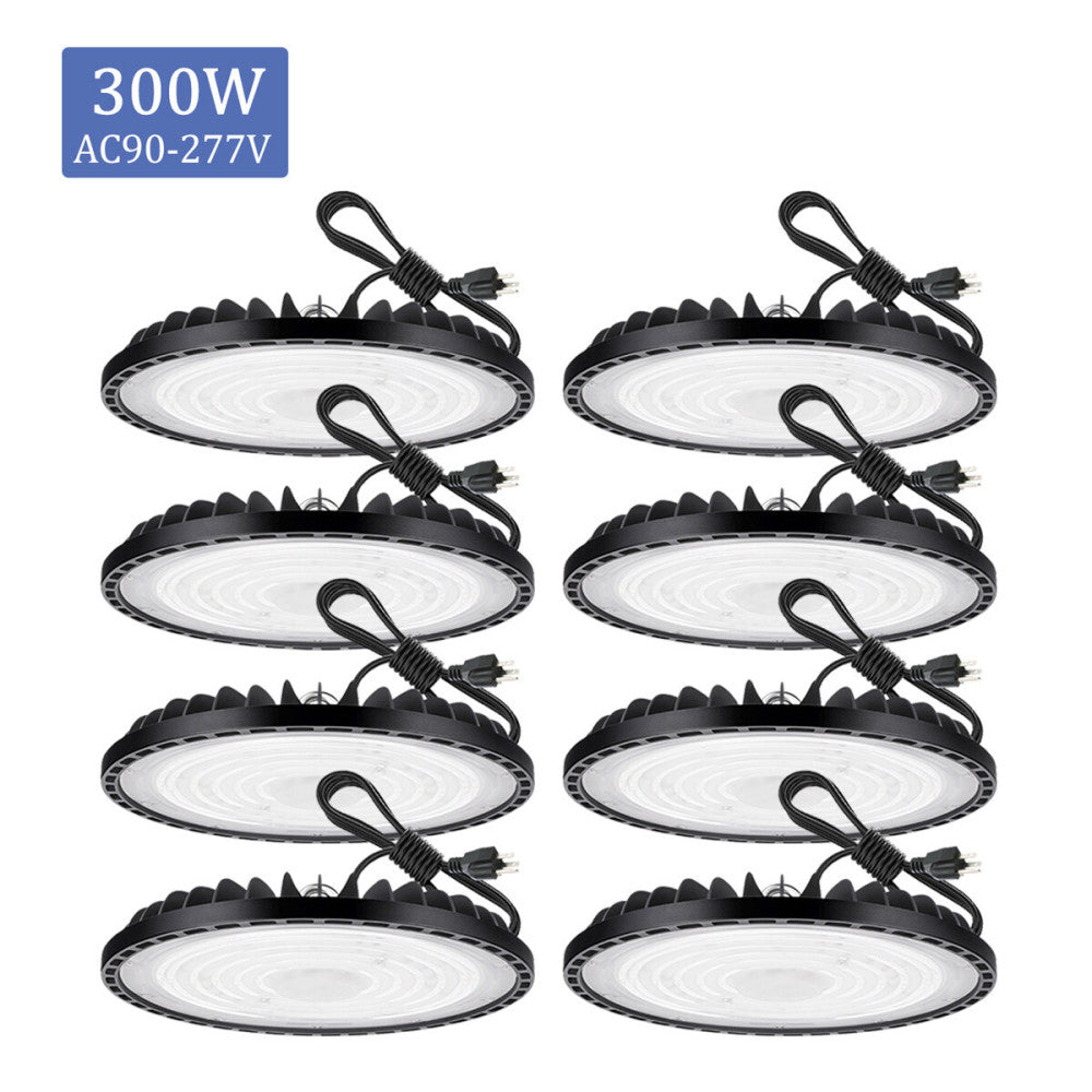 8 Pcs UFO Led High Bay Light 300W Commercial Industrial Warehouse Garage Light