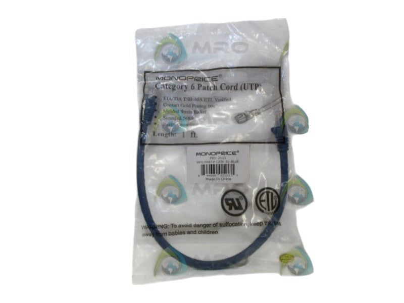 MONOPRICE CAT6-01-BLUE ETHERNET CABLE NSMP