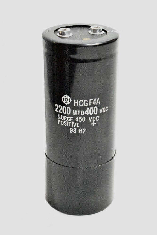 Hitachi Capacitor HCG F4A Capacitor 2200 MFD, 400 VDC / Surge 450 VDC