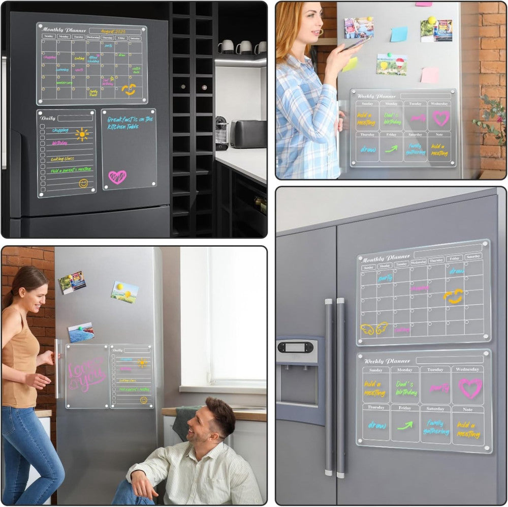 DIYMAG Planning Pads 4Pcs Acrylic Magnetic Dry Erase Calendar for Fridge