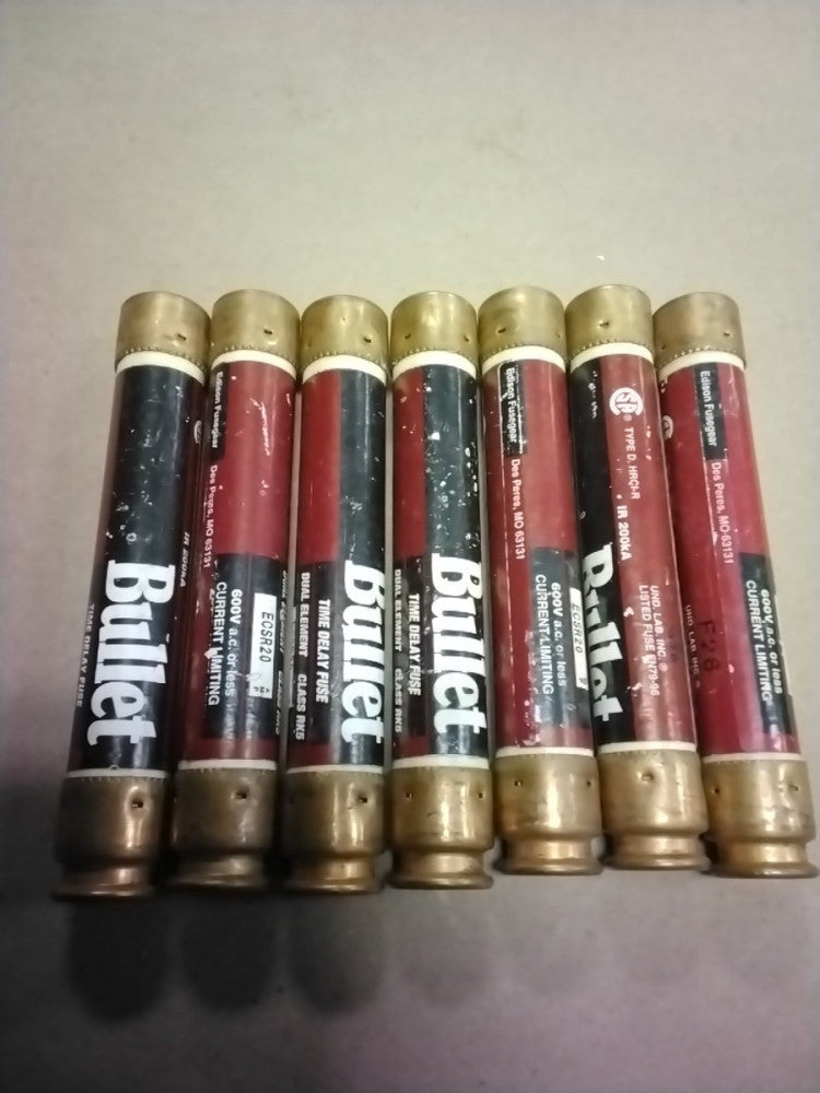 Bullet ECSR20 Fuse 20A 600VAC. Lot Of 7