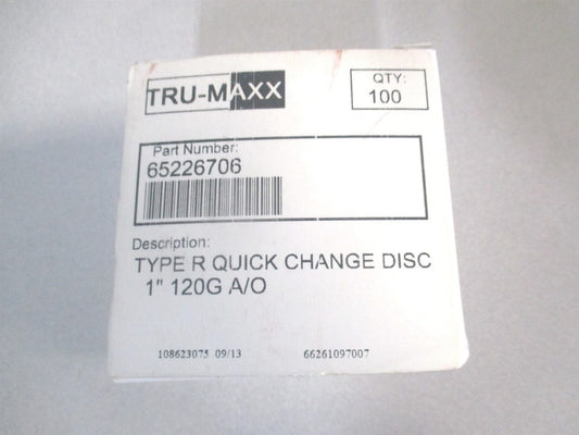 (69957323691) 1″ 120 Grit Fine Aluminum Oxide Quick Change Disc - Pack of 100 
