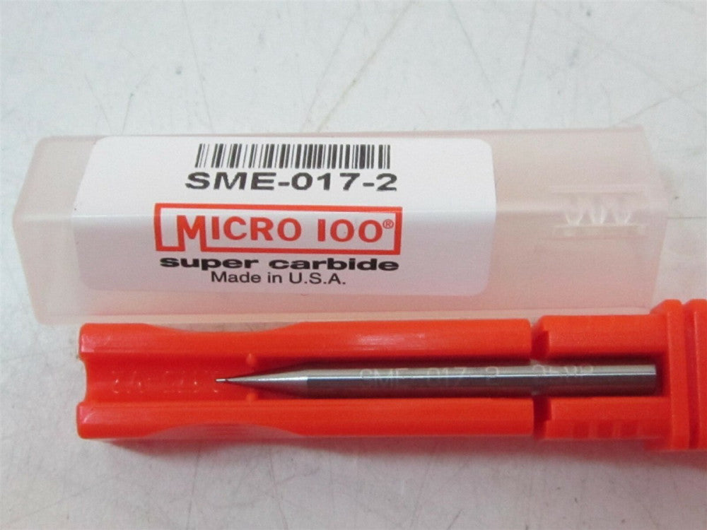 Micro 100 SME-017-2 C2 Carbide 0.0170" X 1/8" X 1-1/2" End Mill New