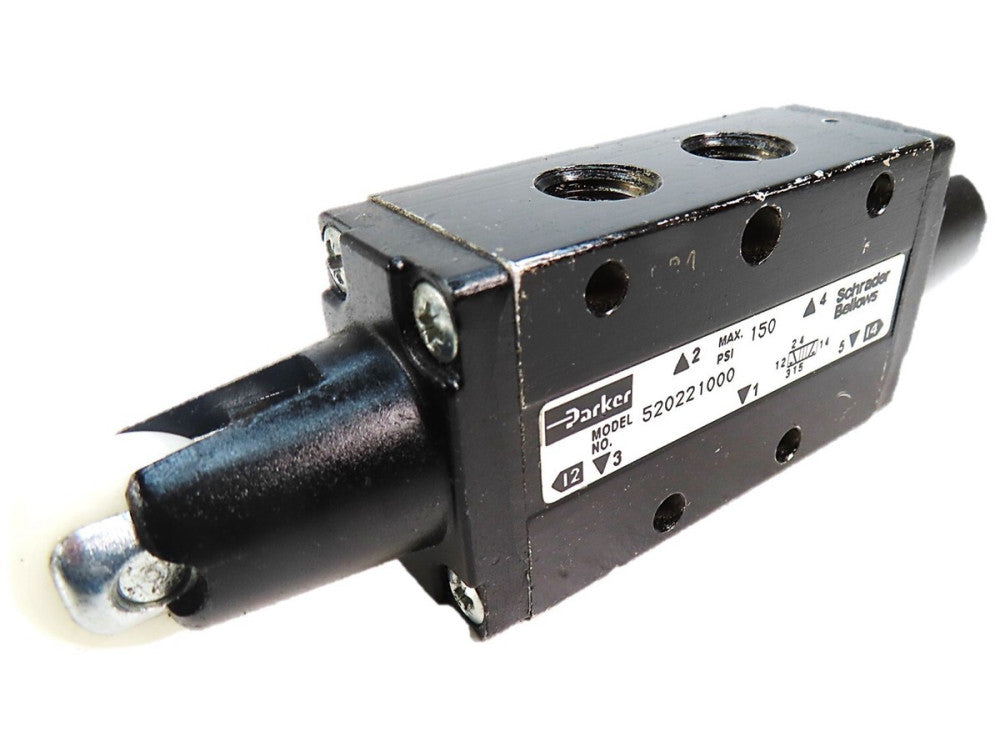 Parker 520221000 Schrader Bellows 4-Way 2-Position Valve w/ Double Roller NEW