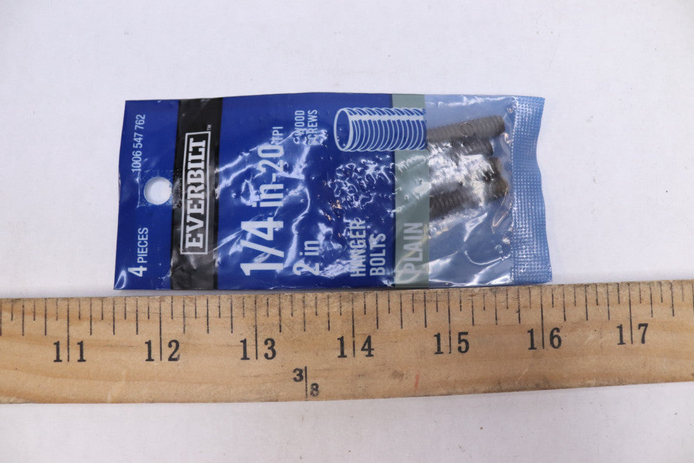 (4-Pk) Everbilt Coarse/Standard Plain Hanger Bolts Steel 1/4"-20 TPI x 2" 