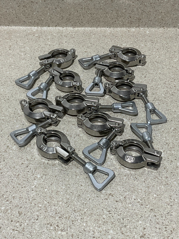 1" Sanitary Clamps 15A Stainless Steel NEW (Lot of 10)