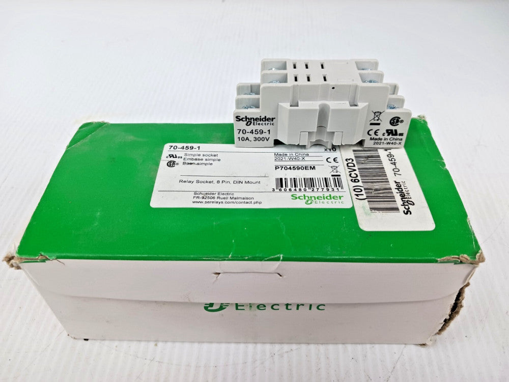 NEW SCHNEIDER ELECTRIC 10 AMP RELAY SOCKET 300 VAC 8 PIN 70-459-1 (BOX OF TEN)