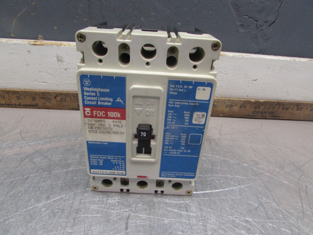 WESTINGHOUSE FDC3070 ,CIRCUIT BREAKER, 3P/70A/600V /100kA,MAKE OFFER!