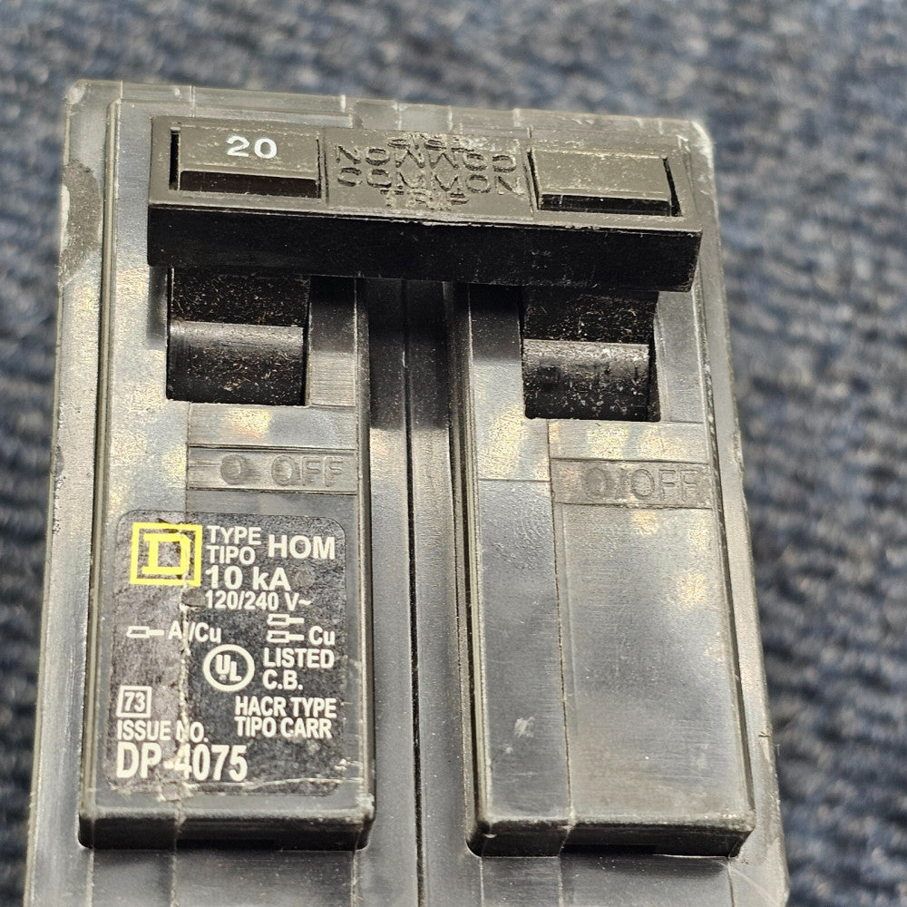 Square D HOM220CP Circuit Breaker, 20-Amp, 120/240V, 2-Pole