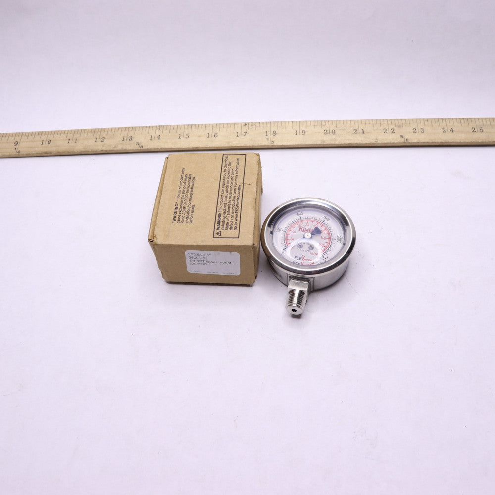 WIKA Tube Pressure Gauge 0-2500 PSI 1/4" NPT x 2.5" Dial 233.53