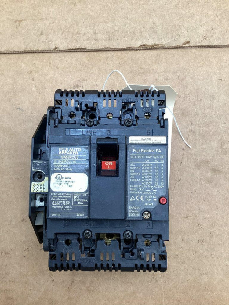 Fuji Electric Auto Breaker SA53RCUL 15A 240V 3 Pole