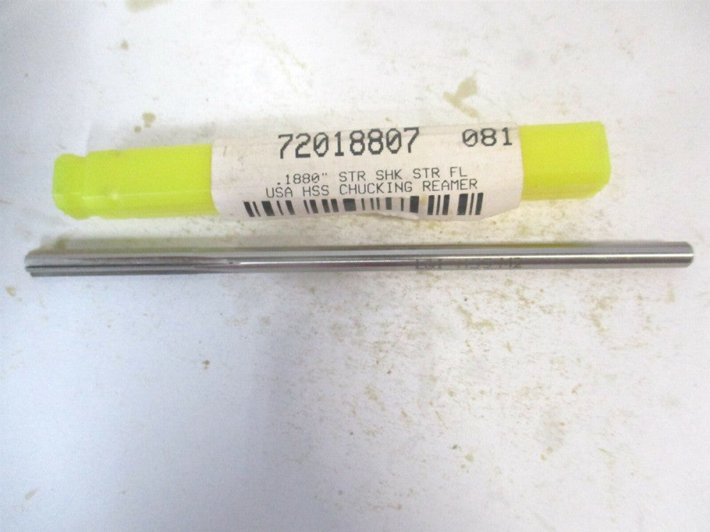 (433-0.1880) 0.188" x 1-1/8" x 4-1/2" 6-Flute Straight Shank HSS Chucking Reamer