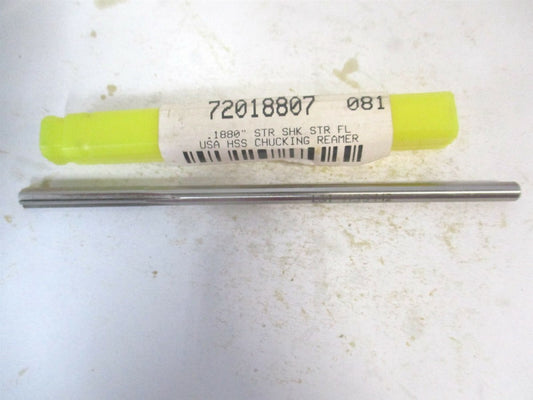 (433-0.1880) 0.188" x 1-1/8" x 4-1/2" 6-Flute Straight Shank HSS Chucking Reamer
