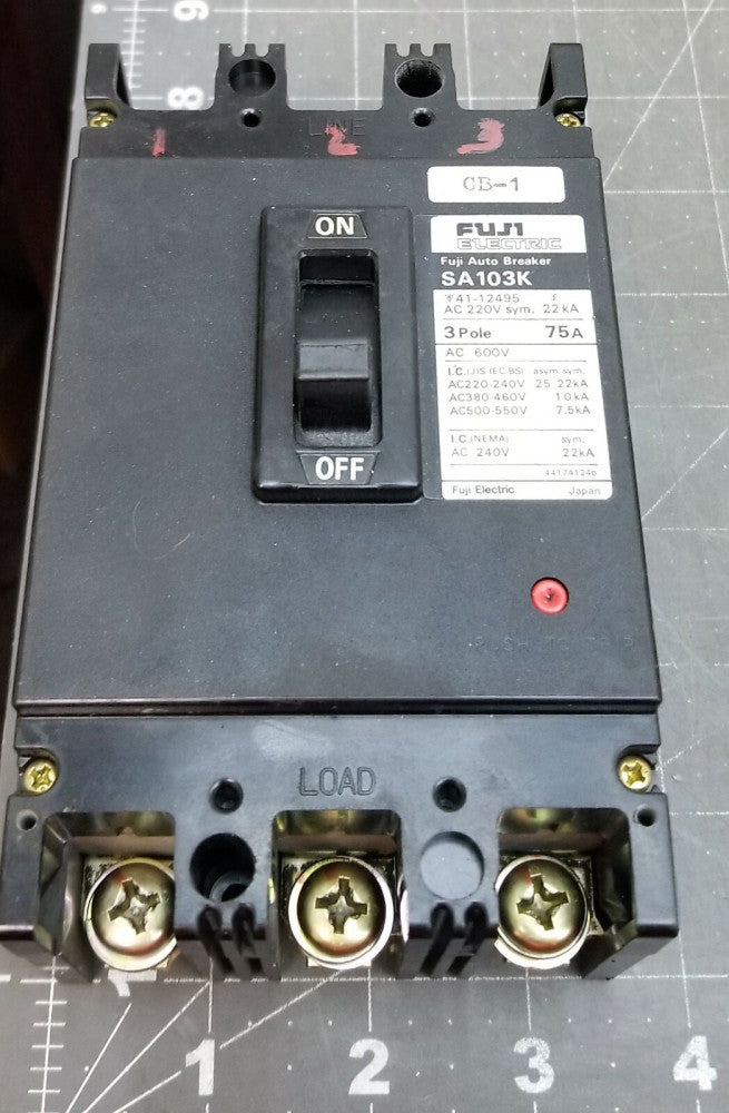 SA103K Fuji Circuit Breaker 75A 3 Pole TESTED WORKING PULL [Z5B2]