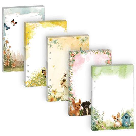 100 Sheets Cute Dog A5 Refill Papers for Planner Insert Binder, Thick Blank Pupp