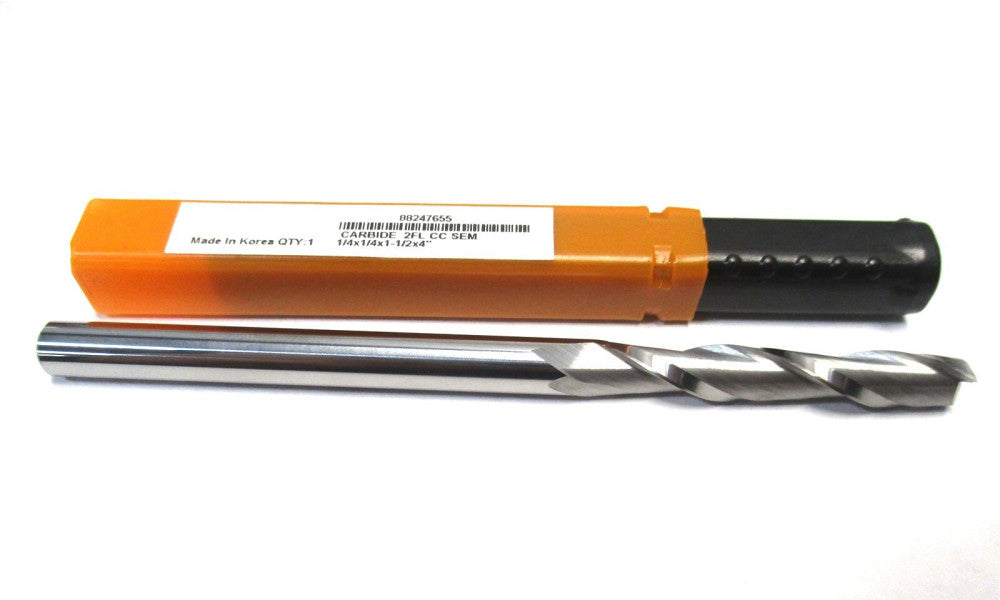 NEW (88247655) 1/4 x 1/4 x 1-1/2 x 4 2-Flute CC SE RH Carbide Square End Mill